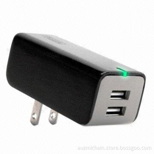 2,100mA Folding Plug 2 USB Port Travel Adapter Charger for iPhone/iPad, 100-240V Input Voltage